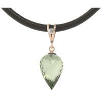 Green Amethyst and Diamond Leather Pendant Necklace 9.5ct in 9ct Rose Gold