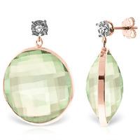 Green Amethyst and Diamond Stud Earrings 36.0ctw in 9ct Rose Gold