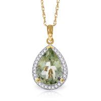 green amethyst and diamond halo pendant necklace 32ct in 9ct gold