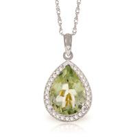 green amethyst and diamond halo pendant necklace 32ct in 9ct white gol ...