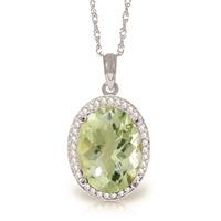 green amethyst and diamond halo pendant necklace 49ct in 9ct white gol ...