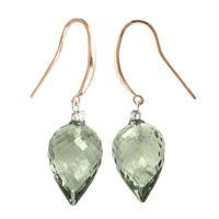 green amethyst and diamond drop earrings 190ctw in 9ct rose gold