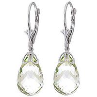 Green Amethyst Crown Briolette Drop Earrings 14.0ctw in 9ct White Gold