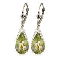 Green Amethyst Snowcap Drop Earrings 10.0ctw in 9ct White Gold