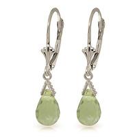 green amethyst droplet briolette earrings 50ctw in 9ct white gold