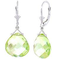 Green Amethyst Star Heart Drop Earrings 17.0ctw in 9ct White Gold