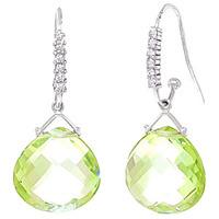 Green Amethyst and Diamond Stem Drop Earrings 17.0ctw in 9ct White Gold