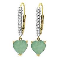 Green Diamond and Emerald Laced Drop Earrings in 9ct Gold