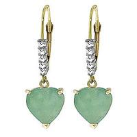 Green Diamond and Emerald Drop Earrings in 9ct Gold