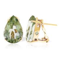 Green Amethyst Droplet Stud Earrings 10.0ctw in 9ct Gold