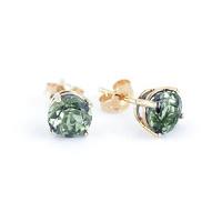 Green Amethyst Stud Earrings 3.1ctw in 9ct Gold