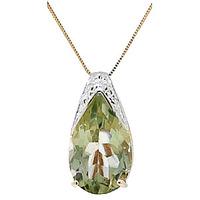 Green Amethyst Snowcap Pendant Necklace 5.0ct in 9ct Gold