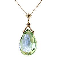 green amethyst droplet briolette pendant necklace 51ct in 9ct gold