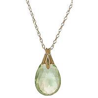 Green Amethyst Dewdrop Briolette Pendant Necklace 3.0ct in 9ct Gold