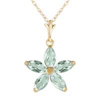 Green Amethyst Flower Star Pendant Necklace 1.4ctw in 9ct Gold