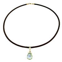 Green Amethyst and Diamond Leather Pendant Necklace 6.5ct in 9ct Gold