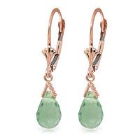 Green Amethyst Droplet Briolette Earrings 5.0ctw in 9ct Rose Gold