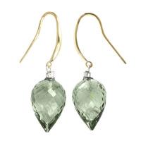 green amethyst and diamond drop earrings 190ctw in 9ct gold