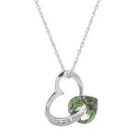 Green Amethyst and Diamond Pendant Necklace 3.25ct in 9ct White Gold