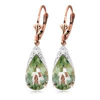 green amethyst snowcap drop earrings 100ctw in 9ct rose gold