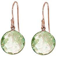 Green Amethyst Chequer Cut Drop Earrings 12.0ctw in 9ct Rose Gold