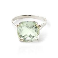 Green Amethyst Rococo Ring 3.6ct in 9ct White Gold