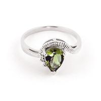 Green Amethyst and Diamond Belle Ring 1.5ct in 9ct White Gold