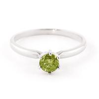 Green Diamond Crown Solitaire Ring in 9ct White Gold