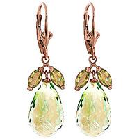 Green Amethyst and Peridot Snowdrop Earrings 15.0ctw in 9ct Rose Gold