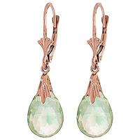 Green Amethyst Droplet Briolette Earrings 6.0ctw in 9ct Rose Gold