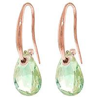 green amethyst droplet briolette earrings 80ctw in 9ct rose gold