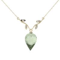 green amethyst and diamond pendant necklace 95ct in 9ct gold