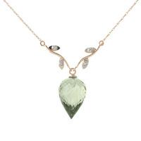 Green Amethyst and Diamond Pendant Necklace 9.5ct in 9ct Rose Gold