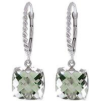 Green Amethyst Rococo Twist Drop Earrings 7.2ctw in 9ct White Gold