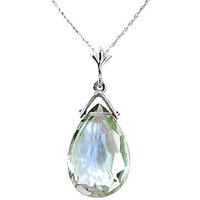 Green Amethyst Droplet Briolette Pendant Necklace 5.1ct in 9ct White Gold