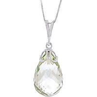 Green Amethyst Tiara Briolette Pendant Necklace 7.0ct in 9ct White Gold