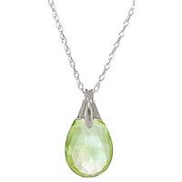 Green Amethyst Dewdrop Briolette Pendant Necklace 3.0ct in 9ct White Gold