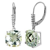 Green Amethyst and Diamond Rococo Drop Earrings 7.2ctw in 9ct White Gold