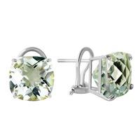 Green Amethyst Stud Earrings 7.2ctw in 9ct White Gold