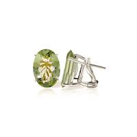 Green Amethyst Stud Earrings 15.1ctw in 9ct White Gold