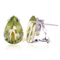 Green Amethyst Droplet Stud Earrings 10.0ctw in 9ct White Gold