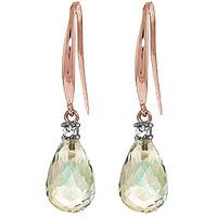 green amethyst and diamond drop earrings 45ctw in 9ct rose gold