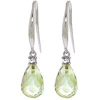 Green Amethyst and Diamond Drop Earrings 4.5ctw in 9ct White Gold