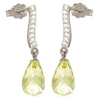 Green Amethyst and Diamond Droplet Earrings 4.5ctw in 9ct White Gold