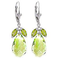 green amethyst and peridot snowdrop earrings 150ctw in 9ct white gold