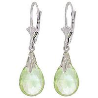 green amethyst droplet briolette earrings 60ctw in 9ct white gold