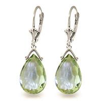 Green Amethyst Droplet Briolette Earrings 10.2ctw in 9ct White Gold