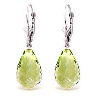 green amethyst briolette drop earrings 140ctw in 9ct white gold