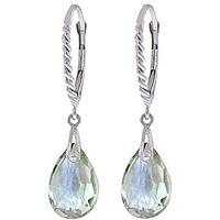 Green Amethyst Plait Stem Briolette Drop Earrings 6.0ctw in 9ct White Gold