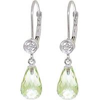 green amethyst and diamond illusion drop earrings 45ctw in 9ct white g ...